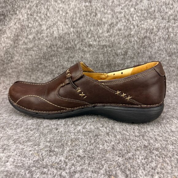 ✅Clarks Un-Structured Brown Leather Loafers Womens 10N Casual Comfort Shoes - Picture 11 of 11